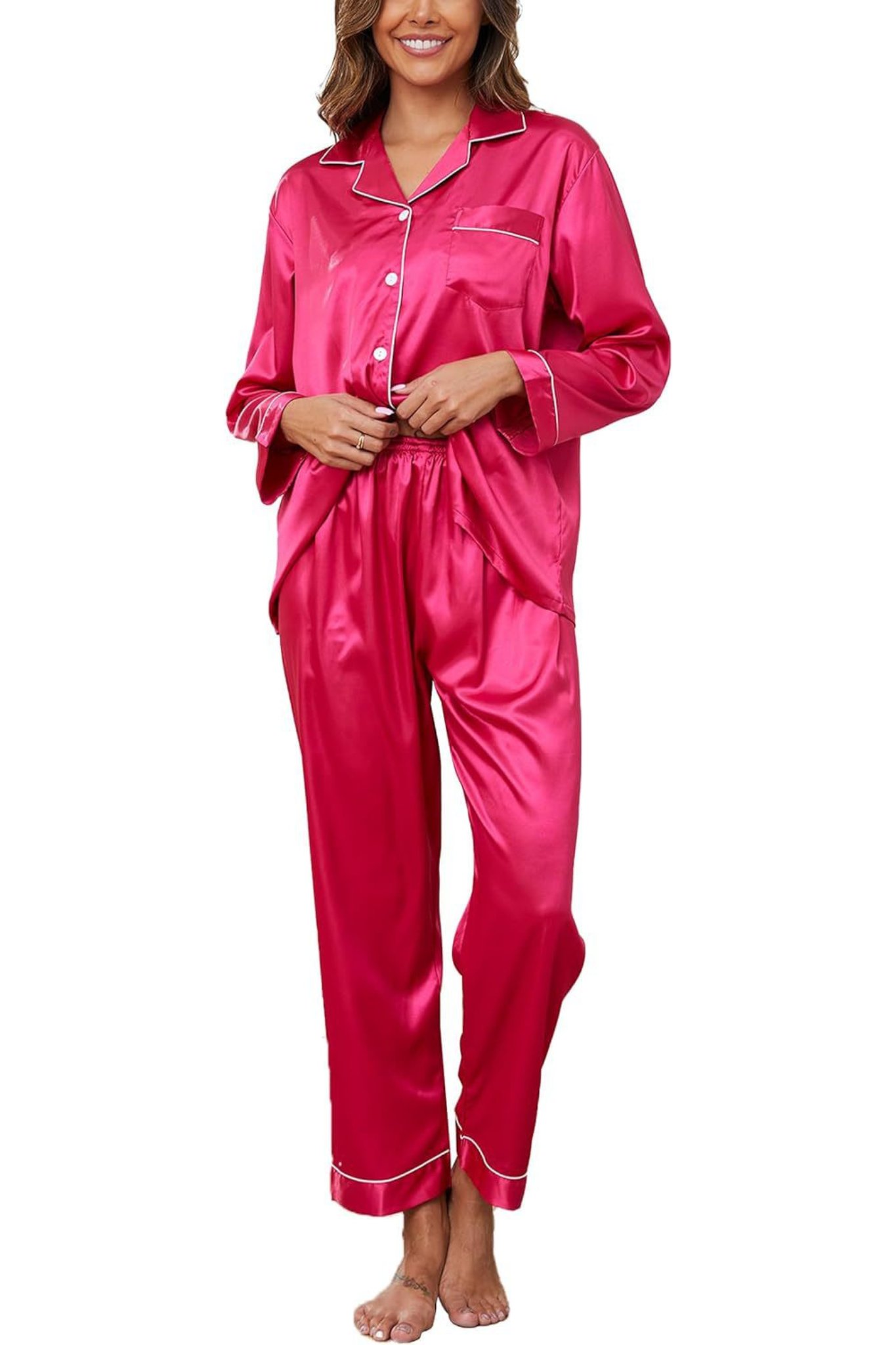 Rose Satin Pyjama Set